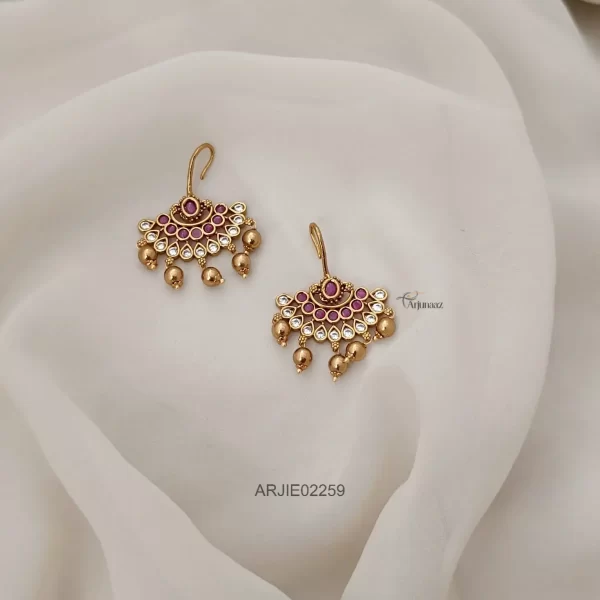 Ruby Stone Hook Type Earrings