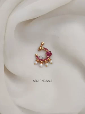 Floral Ruby Stone Nose Pin