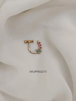 Gold Look Multi Stone Nose Pin