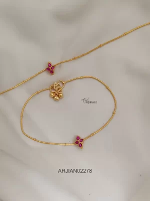 Floral Ruby Stone Anklets