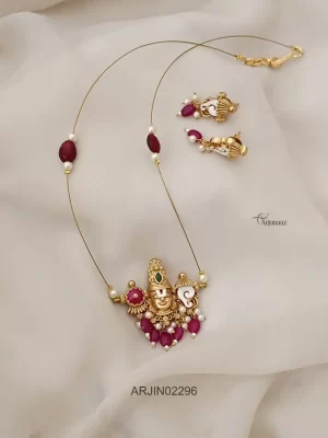 Venkateswara Ruby Beads Invisible Necklace