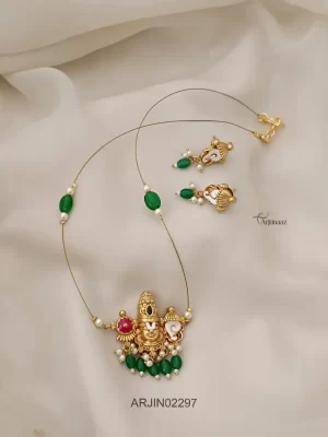 Venkateswara Green Beads Invisible Necklace