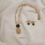 Emerald Bird Layered Thin Chain Necklace