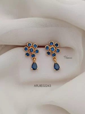 Blue Stone Daimond Look Earrings