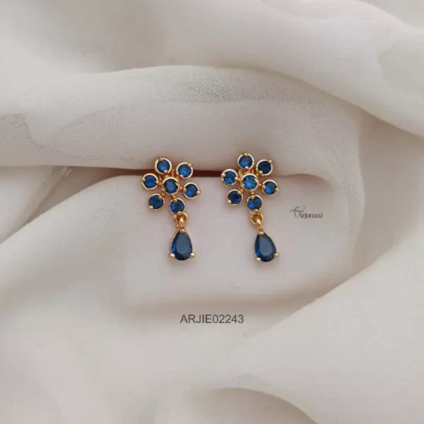 Blue Stone Daimond Look Earrings