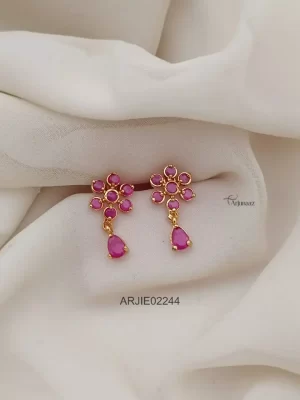 Ruby Stone Daimond Look Earrings