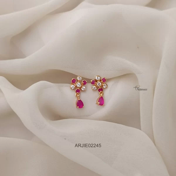 Ruby & White Daimond Look Earrings