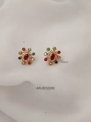 Simple Navarathna Stud Earrings