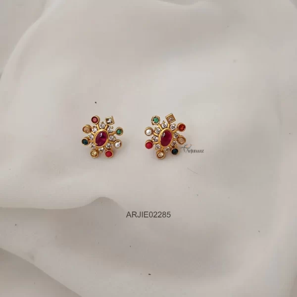 Simple Navarathna Stud Earrings