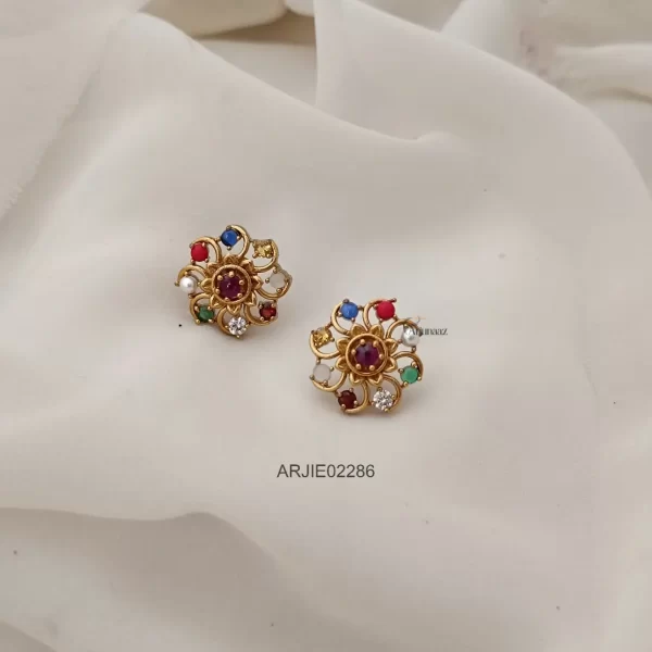 Trendy Navarathna Stud Earrings