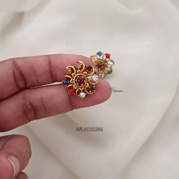 Trendy Navarathna Stud Earrings