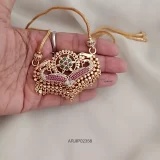 One Gram Gold Multi Stone Peacock Pendant Chain