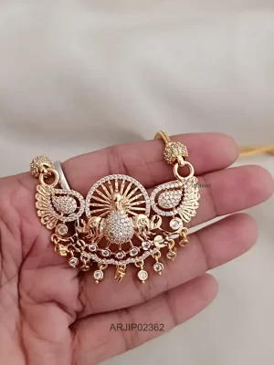 One Gram Gold White Stone Pendant Chain