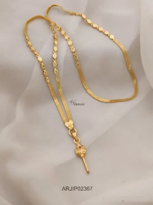 One Gram Gold Vel Pendant Long Chain