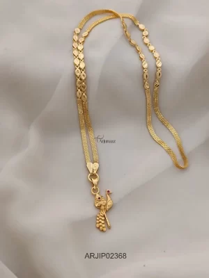 One Gram Gold Mayil Vel Pendant Long Chain