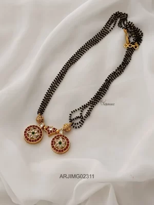 Black Beads Mangalsutra Kemp Pendant Set