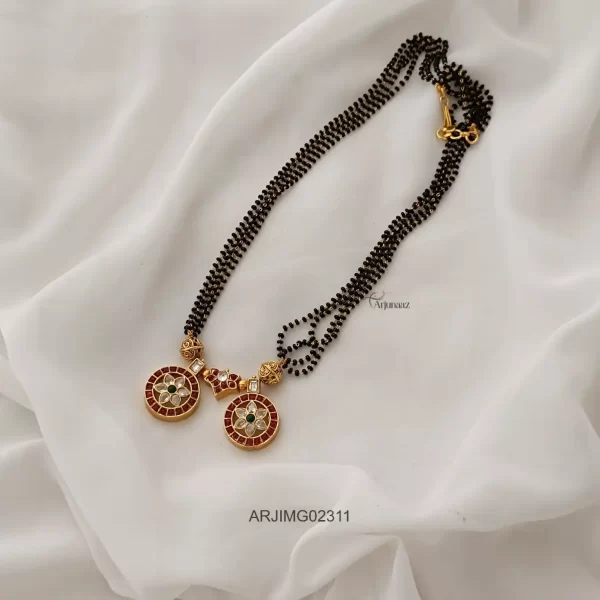 Black Beads Mangalsutra Kemp Pendant Set