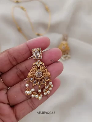 White Stone Peacock Pendant Chain Set