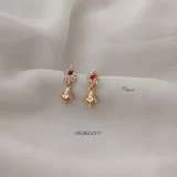 Small Ruby & White Screw Type Jhumkas