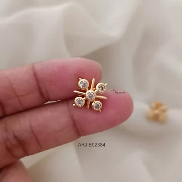 Diamond Look White Stone Floral Stud Earrings