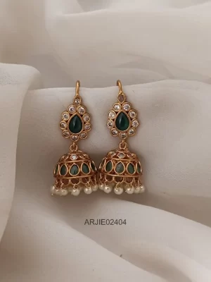 Emerald Stone Hook Earrings