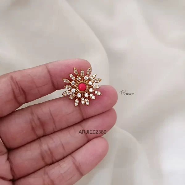 Elegant CZ Coral Round Earrings
