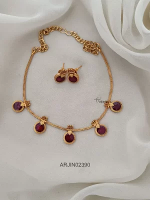 Enamel Round Ruby Palakka Necklace