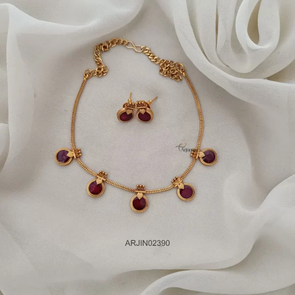 Enamel Round Ruby Palakka Necklace