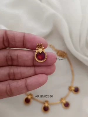 Enamel Round Ruby Palakka Necklace