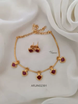 Enamel Ruby Palakka Style Necklace