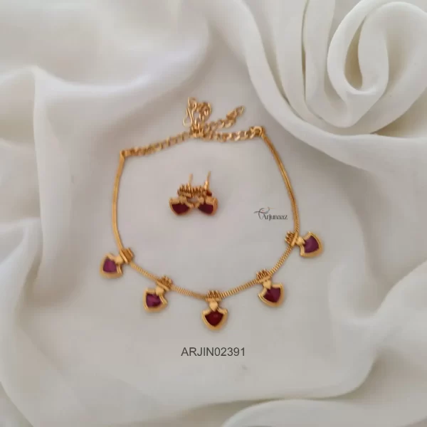 Enamel Ruby Palakka Style Necklace