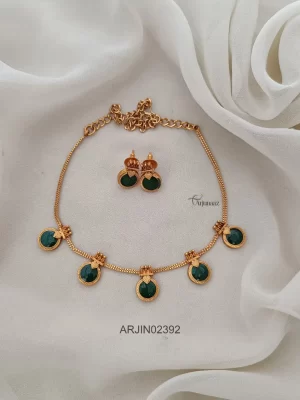 Enamel Round Green Palakka Necklace