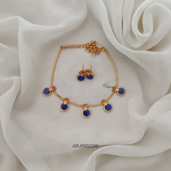 Enamel Round Blue Palaka Style Necklace