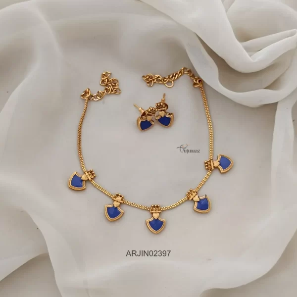 Enamel Palaka Style Blue Necklace