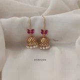 Antique Matte Ruby Stone Hook Drop Jhumkas