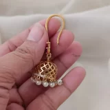 Antique Matte Ruby Stone Hook Drop Jhumkas