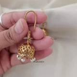 Antique Matte White Stone Hook Drop Jhumkas