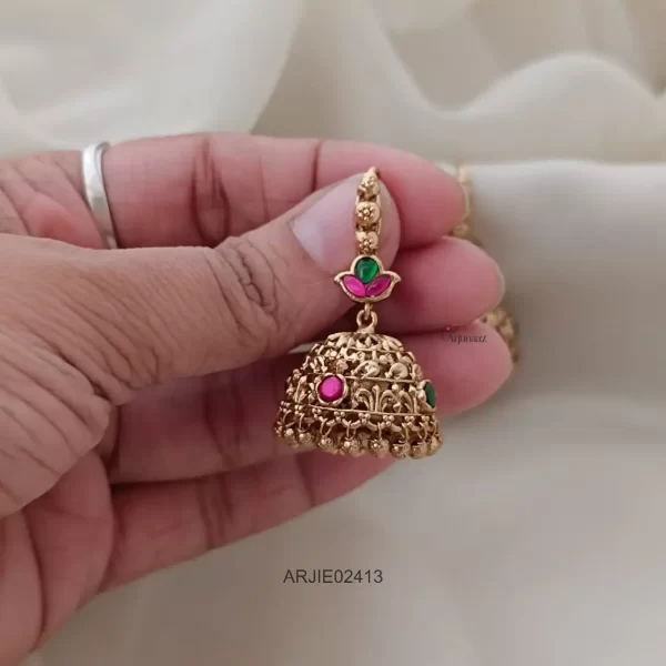 Trendy Jadau Kundan Hook Drop Jhumkas