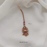 Matte Finish Ruby & Green Lakshmi Maang Tikka