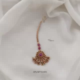 Golden Beads Ruby Maang Tikka