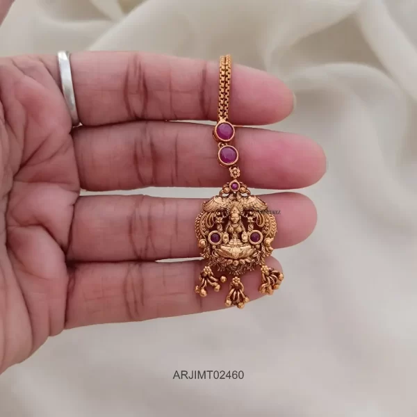 Beautiful Ruby Lakshmi Maang Tikka