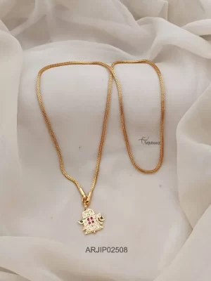 One Gram Gold Impon Shiva Linga Pendant Dollar Chain