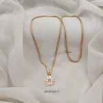 One Gram Gold Shiva Linga Ruby and White Pendant Dollar Chain