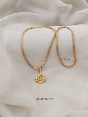 Simple One Gram Gold OM Pendant Chain
