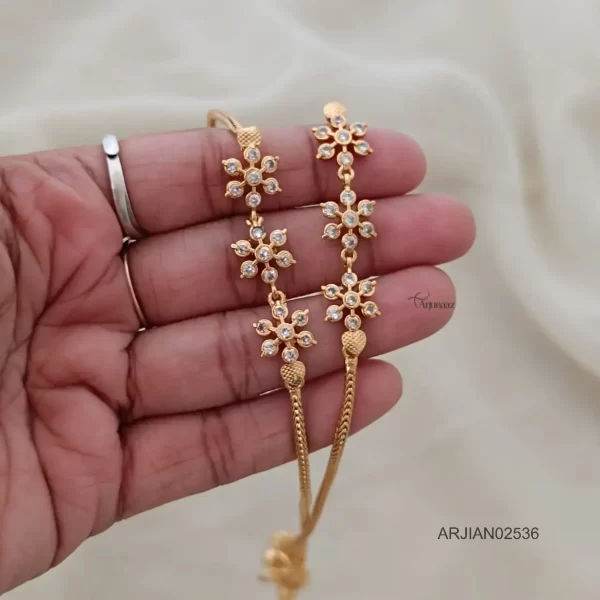 White Stone Floral One Gram Gold Anklets