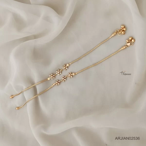 White Stone Floral One Gram Gold Anklets