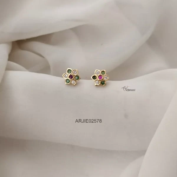 Multi Stone Screw Back Earrings