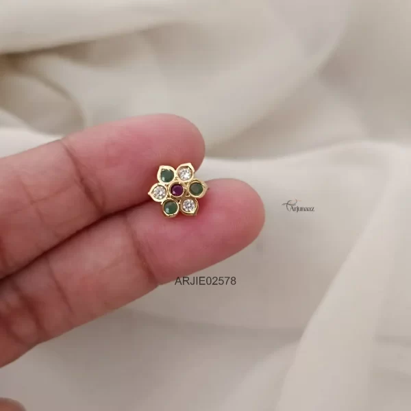 Multi Stone Screw Back Earrings
