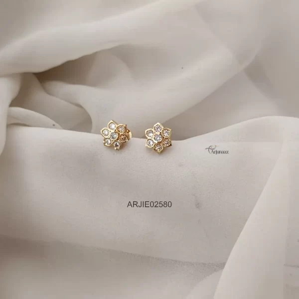 Diamond Look White Stone Screw Back Earrings