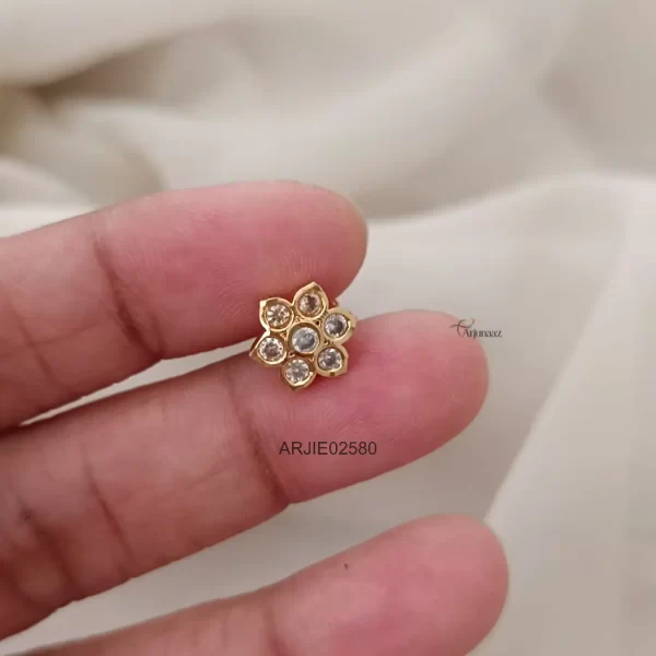 Diamond Look White Stone Screw Back Earrings